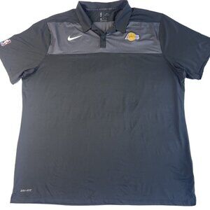 Nike Mens Dri-Fit L.A. Lakers NBA Polo Pullover 3XL Activewear Black